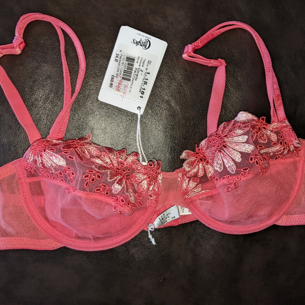 Christie's coral pink unlined bra 34B